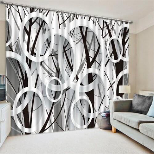 2017 Cool Black white Digital Print 3D Blackout Curtains For Living room Bedding room Drapes Cotinas para sala