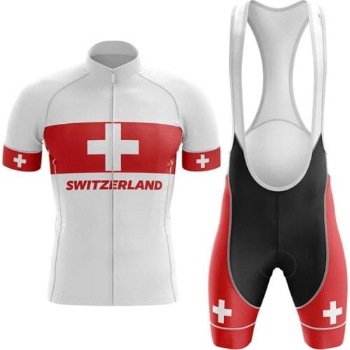 2020 New Swiss National Flag Red Suit Summer Bike Uniform Set Mountain Racing Sportswear Cycling Jersey