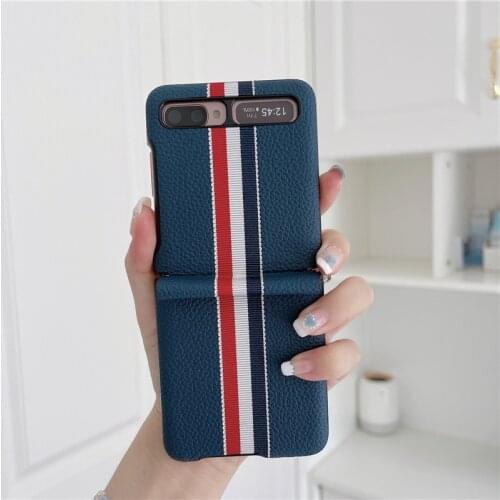 2021 Lychee pattern case for Samsung Galaxy Z Flip Cover Anti-knock luxury leather Cases for f7000 2021