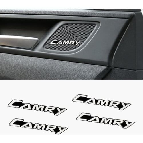 4pcs 3D aluminum speaker stereo speaker badge emblem Sticker for Toyota camry 40 50 2007 2008 2009 2018 accessories car styling
