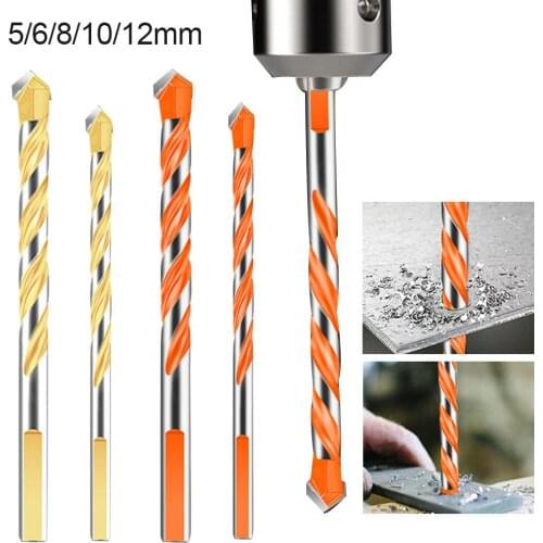 5/6/8/10/12mm Twisted Four-Edged Diamond Cross Hex Tile Bits Glass Ceramic Concrete Hole Opener Alloy Triangle Drill