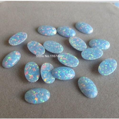 50pcs/lot OP26 Cronflower Blue 7X11mm Synthetic Oval Cabochon Blue Fire Opal ,Oval Flatback Opal Stone for Jewelry