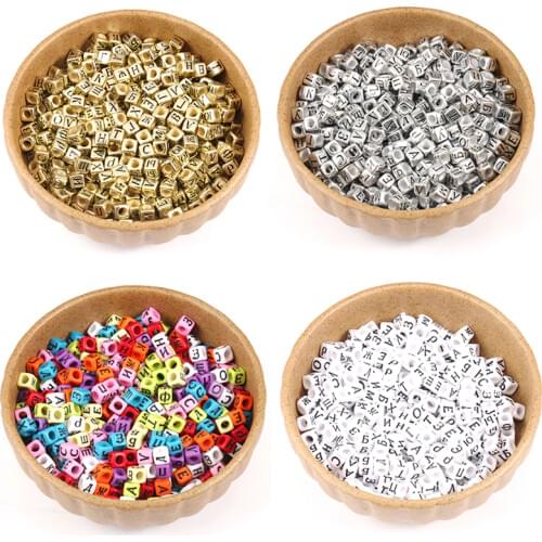 200pcs 6*6mm Mixed Square Russian Letter Acrylic Beads Alphabet Cube Loose Spacer Beads For Jewelry Making Diy Bracelet Necklace