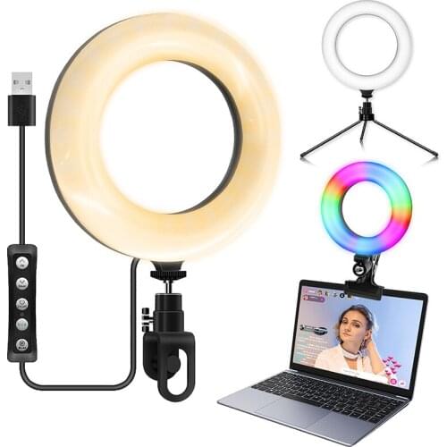 6 inch Ring Light Adjustable Computer Fill Light Lamp Beauty Lighting For Meeting Video Live Ring Lights