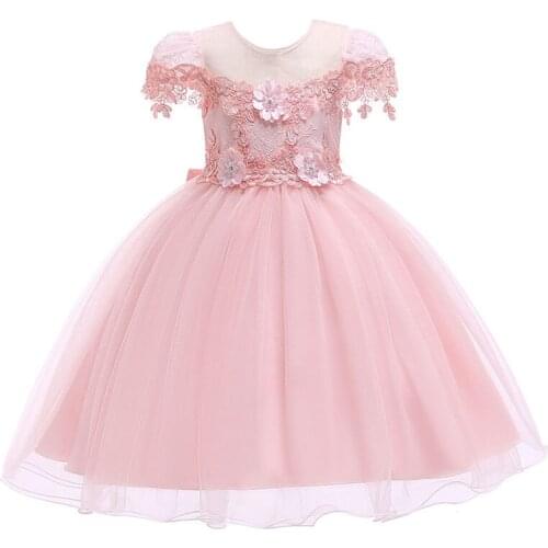 6318 Princess Flowers Embroidery Easter Baby Girl Dress Summer Wedding Party Kids Dresses For Girls Wholesale baby girl clothes