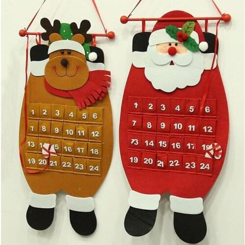 70*33cm Cartoon Santa Claus Snowman Deer Christmas Count Down Calendars Xmas Hotel Home Door Decor New Year Ornament Gift