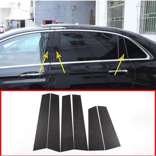 8pcs Real Carbon Fiber Window Moulding Trim Decoration For Mercedes Benz E Class W213 E200 E300L 2016-2019 AMG Accessories