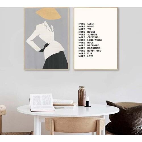 Abstract Fashion Lady Canvas Painting Nordic Minimalist Quote Figure Painting Wall Art Poster and Prints Living Room Home Decor