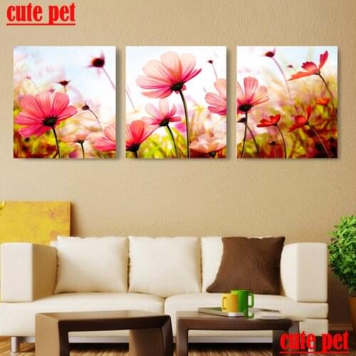 5D Cosmos Diamond Painting DIY chrysanthemum Wall Sticker Full Square Drill Cross Stitch Home Decor puzzle Embroidery Gift 3PCS