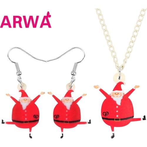 ARWA Acrylic Christmas Anime Santa Claus Jewelry Sets Printing Big Necklace Earrings Jewelry For Women Girls Gift Accessories