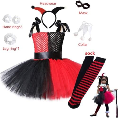 Suicide Harley Squad Quinn anime costumes Purim Christmas Halloween Party JOKER Harry Quinn Cosplay clothing tutu dress for Kids