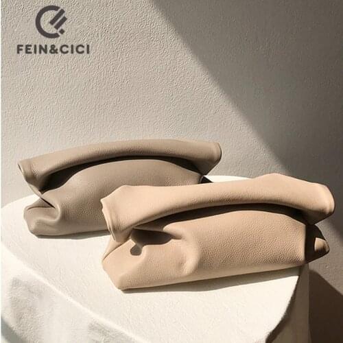 Designer bag day clutch party purse bag genuine leather women large big dumplings crimping pillow bag 2021 pouch Cloud Bags