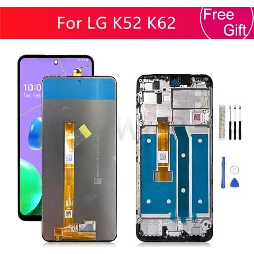 For LG K52 K62 LCD Display Touch Screen Digitizer Assembly With Frame K520 LM-K525 Screen Replacement Repair Parts 6.6"