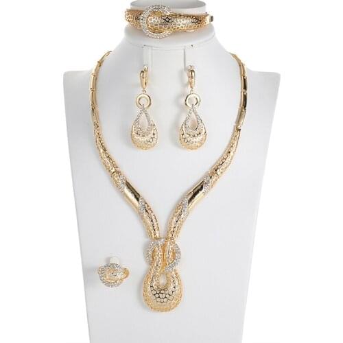 Fani Nigerian wedding woman accessories jewelry set 2021 Wholesale italian Bridal jewelry set dubai gold color jewelry set Brand