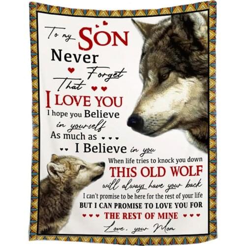 Flannel Blanket Wolf Letter Printed Quilts Air Mail Keep Warm Sofa Throw Child Blanket Home Textiles Dreamlike Family Gift