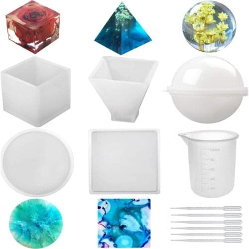 Bamala Silicone Resin Molds Resin Casting Molds Including Sphere Cube Pyramid Square Round Resin Epoxy Candle Wax Soap Bowl Mat