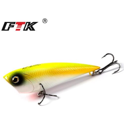 FTK 1pc Popper Fishing lure Wobblers 70mm 7g Floating Crankbait Topwater Artificial Hard Bait Pesca Carp Pike Fishing Tackle