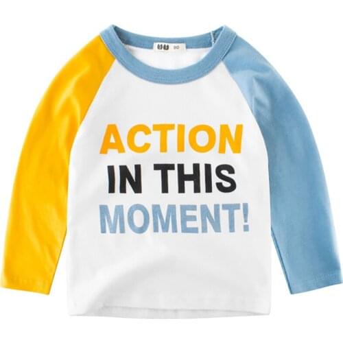 Boys T-Shirts Cute Fun Letter Girls Tops Autumn 2018 Kids Clothes Children Cotton Tshirt Toddler Long Sleeve T Shirts Baby Tees