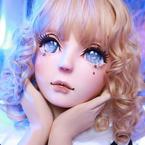 HIDOLLS 08) Handmade Female Girl Silica Resin Half Head Cosplay Japanese Role Play BJD Kigurumi Masks Crossdresser Doll Mask
