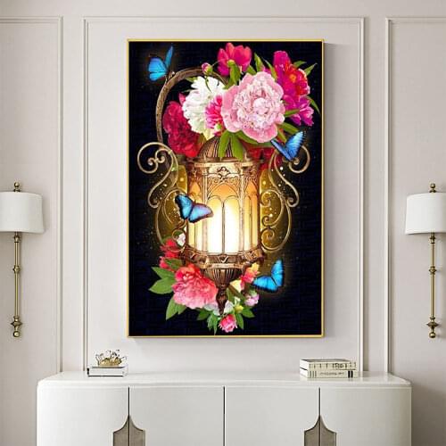 Animal Butterfly Flower Printed Canvas 11CT Cross Stitch DIY Embroidery Set DMC Threads Handiwork Needlework Craft Stamped