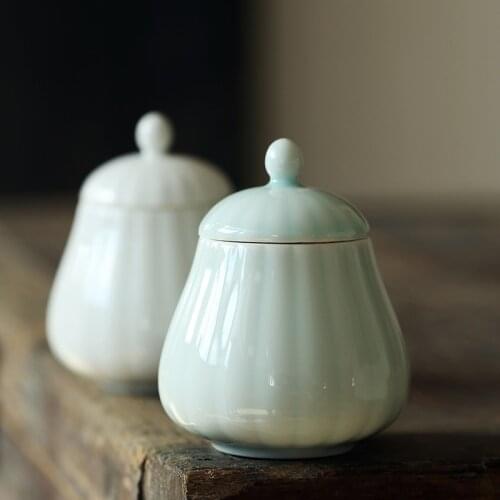 Ceramic Tea Containers Porcelain Cans Sealed Cans Tea Container Small Tea Containers Mini Small Number Pumpkin Cans Tea Storage