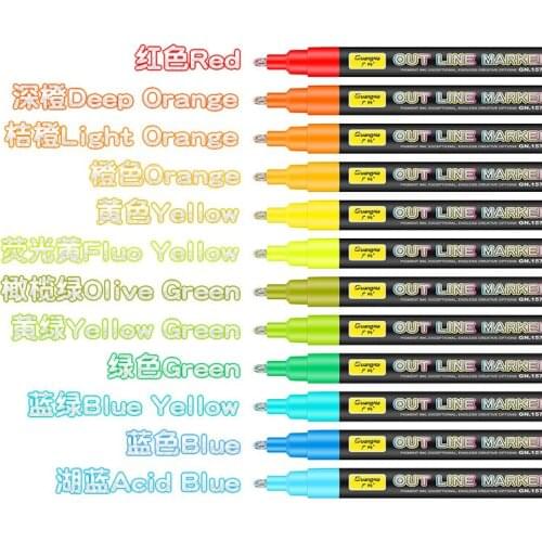 Outline Markers Set Double Line Pen Metallic Glitte Brush Pens for school Drawing Scrapbooking Stationery Graffiti art supplies