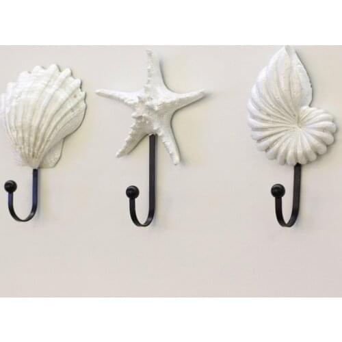 Shell Set Three Hat-and-Coat Hook Bedroom Living Room Porch Decorative Wall Hangings Bag Hook Mediterranean