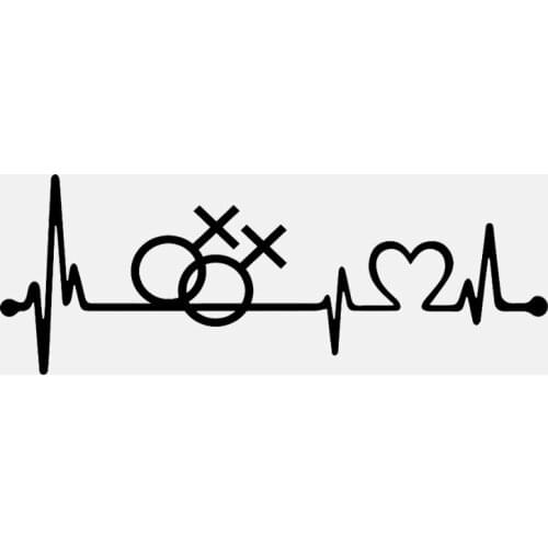 Cool Gay Lesbian Heartbeat Car Stickers Sunscreen Personalized Decals Laptop Truck Auto Accessories PVC,17cm*6cm