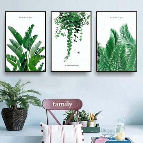 Nordic Tropical Plants Dark Green Leaves Small Fresh Living Room Bedroom Showroom Decoration Wall Art Picture