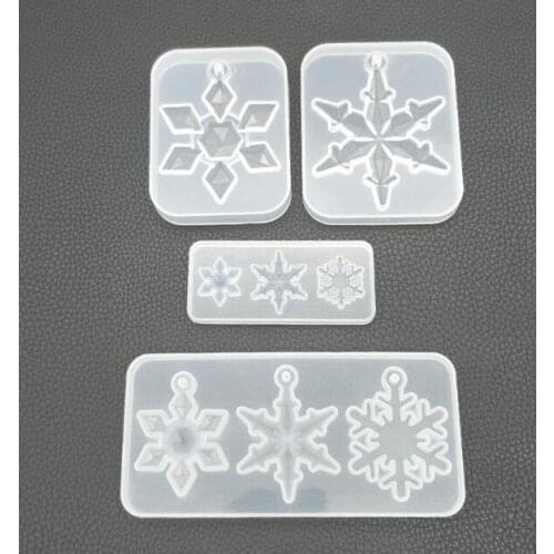 New diy mirror crystal Epoxy snow with hole pendant silicone mold handmade jewelry necklace pendant