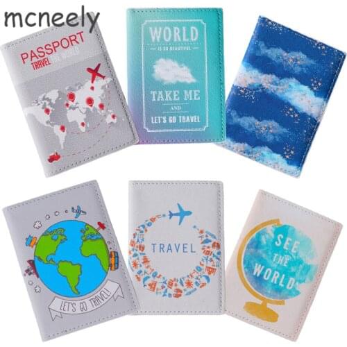 Originality Travel World Series Passport Cover Leather Bank Credit Card Case Ticket Folder Men/Women Travel Passport Holder