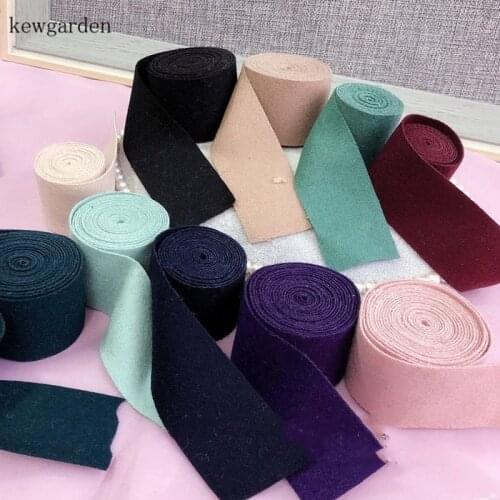 Kewgarden Wool Cloth Ribbons 1.5" 38mm Double Face Handmade Tape DIY Flower Bow Brooch Satin Ribbon Accessories Riband 5 Meters