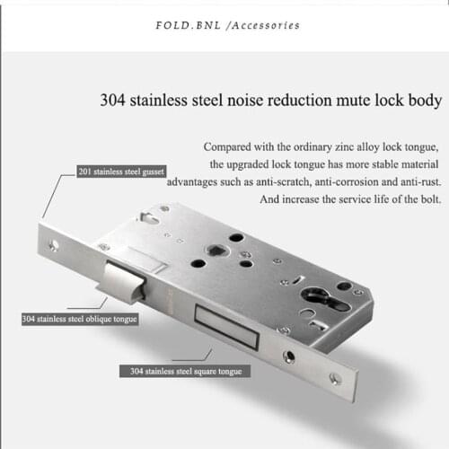 Goo-Ki 304 Stainless Steel Anti-corrosiion Noise Reduction Mute Lock Body Double Tongues Anti-rust Lock Body