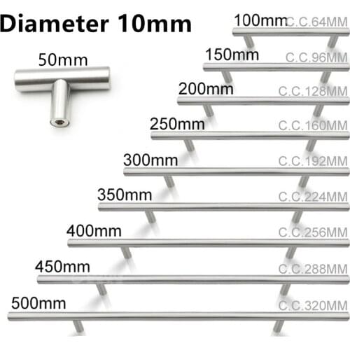 50mm-500mm Stainless Steel Kitchen Door Cabinet T Bar Handle Pull Knob cabinet knobs furniture handle cupboard drawer handle