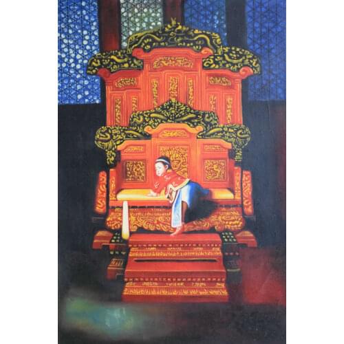 Hand Painted Figure Oil Canvas Painting Chinese Ancient Palace Emperor Canvas Painting Wall Art Picture Painting for Living Room