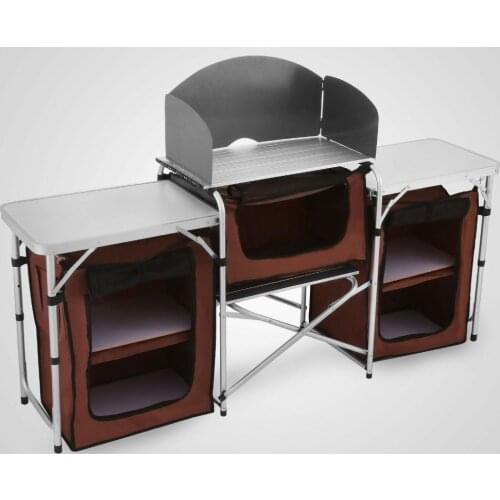 Camping Kitchen Picnic Cabinet Table Portable Folding Cooking Storage Rack Alu with free shipping