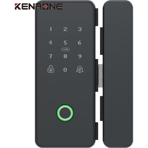 Smart Fingerprint Biometrics Card Password Lock With Emergency Key For Home Office Frameless Frame Glass Push Sliding Door