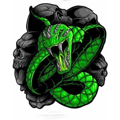 Fashion Classic Animal Snake Car Sticker Personality Skull Decal Sunscreen Waterproof Cover Scratches PVC 13.7CM*15.1CM