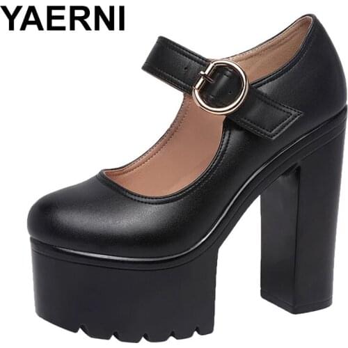 YAERNI Block Heel Shoes Women Wedding Shoes 2021 Spring Autumn 5.5cm/8cm/13cm High Heels Pumps Ladies Party Office Leather Shoe