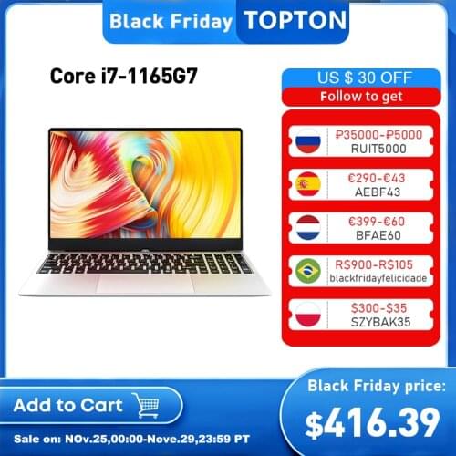 Topton 15.6 inch Ultra Slim Laptop Intel Core i7 10510U i5 10210U Windows 10 Metal Notebook Computer PC Netbook AC WiFi BT 4*USB