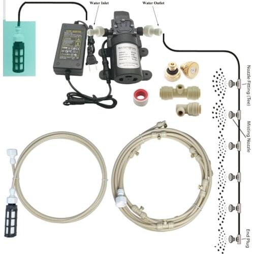 6-18M Intelligent Automatic Pump Mistin System For Garden Spray Irrigation With Filter 10-24 UNC Brass Thread Nozzles