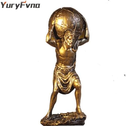 YuryFvna Statue Greek Titan Atlas Holding Heaven Figurines Living Room Decoration Sculpture Character Resin Crafts Gifts