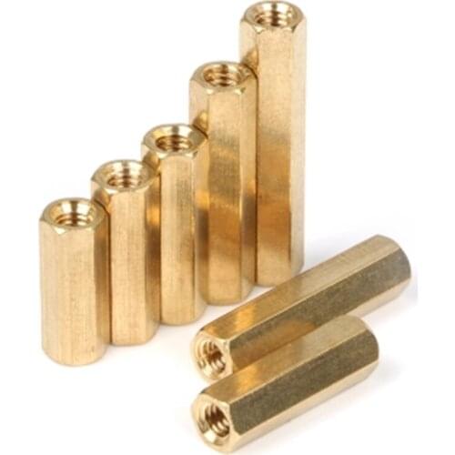 10pcs M2x 3 4 5 6 7 8 9 10-25mm Brass Hex Hexagonal Female Threaded Standoff Spacer Pillars copper nuts