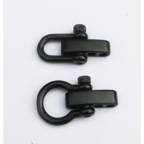 12pcs/lot U/ Bow Shape black stainless steel adjustable shackle with screw pin Buckles For Paracord Parachute Cord Bracelets