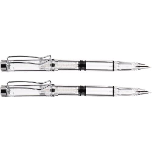 2Pcs Creative Writing Pens Transparent Fountain Pens Office School Stationery