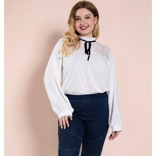 2021 Lace Spring Shirt Female Womens Blouse Summer Women Blouses Maxi Blusas White Elegant Vintage Long Sleeve Chiffon Plus Size