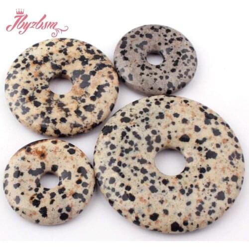 30,40,50mm Natural Donut Smooth Dalmatian Gem Stone Spacer Beads 1 Pcs For DIY Necklace Bracelets Jewelry Making,Free Shipping