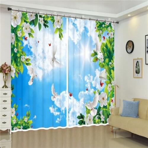 3D Blackout curtain beautiful Seagull Flying in Blue sky Bright Sunshie 3D Window Curtains For Bedroom Living room Curtains