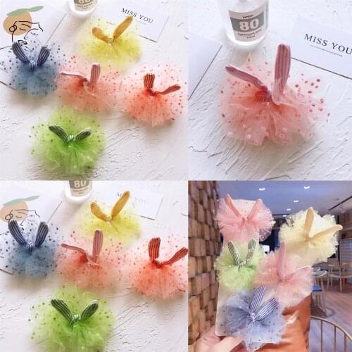 5pcs/lot 10cm DIY Rabbit ears with hand-knotted yarn Padded Patches Appliques For Clothes DIY Hair Decoration
