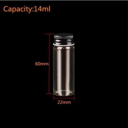 50 pcs 22x60mm Clear Transparent Glass Bottles With Black Screw Cap DIY 14 ml Empty Small Glass Jars Gifts Vials